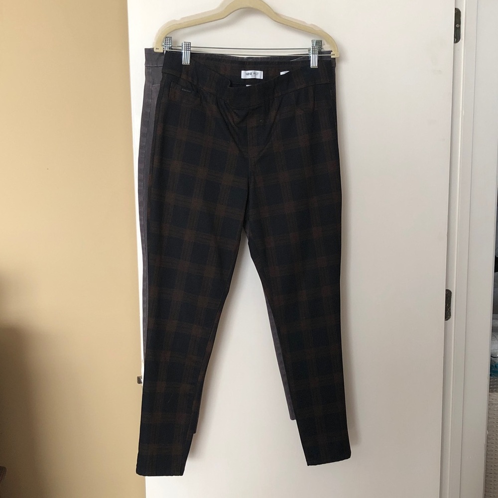 Nine West Black and Brown Plaid Skinny Trousers